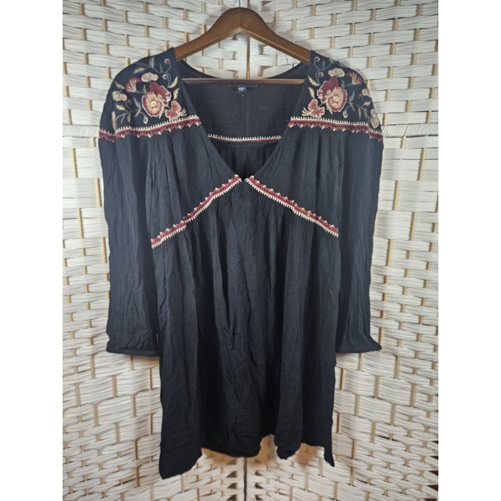 American Eagle Outfitters Womens Black Dress Sz L Boho Festival Southwestern